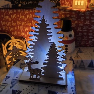 Többrétegű LED-es fa dísz  lézervágott karácsonyi látványdekor, Karácsony, Adventi díszek, Adventi asztaldísz, Famegmunkálás, Gravírozás, pirográfia, MESKA