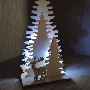 Többrétegű LED-es fa dísz  lézervágott karácsonyi látványdekor - karácsony - adventi díszek - adventi asztaldísz - Meska.hu