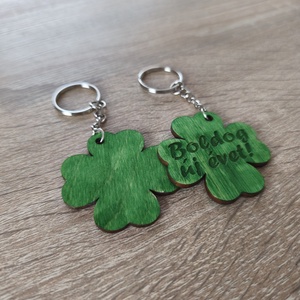 Szerencsehozó lóhere kulcstartó � �Boldog új évet! felirattal, Táska & Tok, Kulcstartó & Táskadísz, Kulcstartó, Famegmunkálás, Gravírozás, pirográfia, MESKA