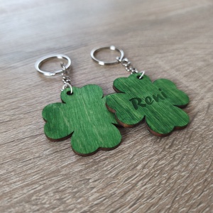 Szerencsehozó lóhere kulcstartó � Egyedi neves felirattal, Táska & Tok, Kulcstartó & Táskadísz, Kulcstartó, Famegmunkálás, Gravírozás, pirográfia, MESKA