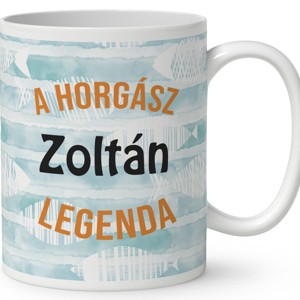 Névvel kérhető - Boldog horgász manó mintás bögre - otthon & életmód - konyhafelszerelés, tálalás - tálalás - bögre & csésze - Meska.hu