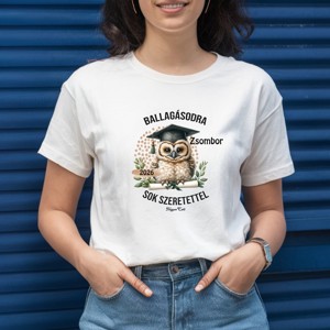 Névvel kérhető Bölcs Bagoly mintás póló Ballagásra, , , MESKA
