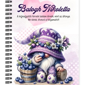 Személyre szabható - Cuki áfonyás manó mintás A5-ös füzet, Otthon & Életmód, Papír, írószer, Jegyzetfüzet & Napló, , MESKA