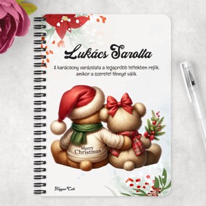 Személyre szabható - Karácsonyi Teddy maci - együtt (sál) mintás A6-os füzet - otthon & életmód - papír, írószer - jegyzetfüzet & napló - Meska.hu