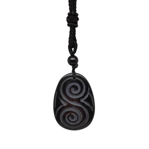 Csepp maori obszidián medál zsinóron 2,5x3,5cm, Ékszer, Nyaklánc, Medál, , MESKA