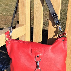 Piros bőr kistáska levehető díszbojttal City XS 003 - táska & tok - kézitáska & válltáska - válltáska - Meska.hu