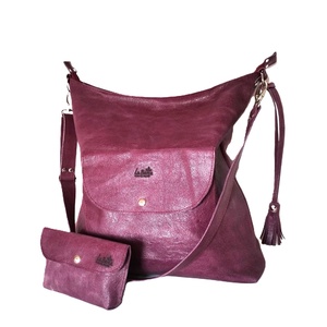 Padizsánlila bőr válltáska tárcával Fontana 010 L - táska & tok - kézitáska & válltáska - vállon átvethető táska - Meska.hu