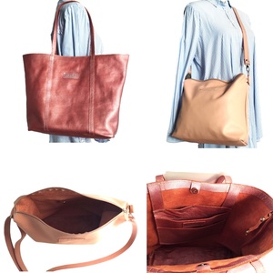 Rózsaszín shopper táska bőrből külön is használható betéttel Granada 010 Extra - táska & tok - bevásárlás & shopper táska - shopper, textiltáska, szatyor - Meska.hu