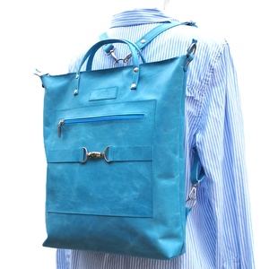 Világoskék bőr válltáska és hátizsák City L 010 - táska & tok - variálható táska - Meska.hu