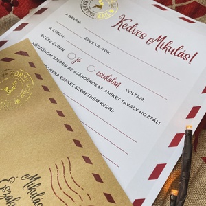 Levél a Mikulásnak boríték és levélpapír szett - MAGYAR - karácsony - karácsonyi ajándékozás - karácsonyi képeslap, üdvözlőlap, ajándékkísérő - Meska.hu