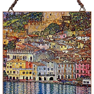 Gustav Klimt - Garda tó látképe, Otthon & Életmód, Dekoráció, Kép & Falikép, Üvegkép, Üvegművészet, MESKA