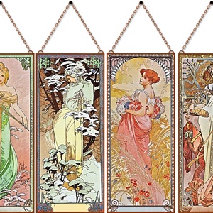 Alfons Mucha-Évszakok (garnitúra) - otthon & életmód - dekoráció - kép & falikép - üvegkép - Meska.hu