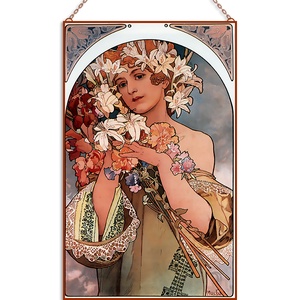 Alfons Mucha - Flower, Otthon & Életmód, Dekoráció, Kép & Falikép, Üvegkép, Üvegművészet, MESKA