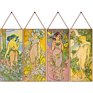 Alfons Mucha-Virágok (garnitúra), Otthon & Életmód, Dekoráció, Kép & Falikép, Üvegkép, Üvegművészet, MESKA