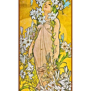 Alfons Mucha-Virágok (garnitúra) - otthon & életmód - dekoráció - kép & falikép - üvegkép - Meska.hu
