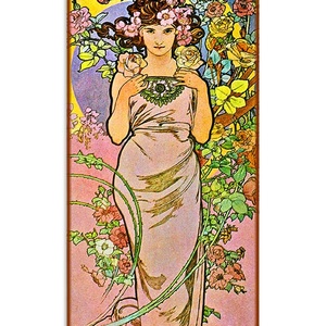 Alfons Mucha-Virágok (garnitúra) - otthon & életmód - dekoráció - kép & falikép - üvegkép - Meska.hu