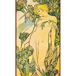 Alfons Mucha-Virágok (garnitúra) - otthon & életmód - dekoráció - kép & falikép - üvegkép - Meska.hu