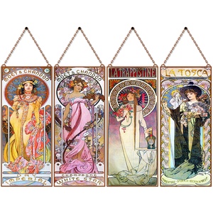 Alfons Mucha-Vintage Ladies (garnitúra), Otthon & Életmód, Dekoráció, Kép & Falikép, Üvegkép, Üvegművészet, MESKA