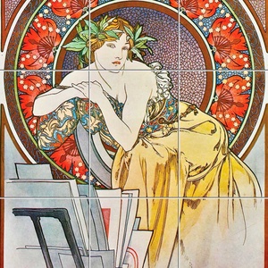 Alfons Mucha - Festészet kerámia mozaik - Meska.hu
