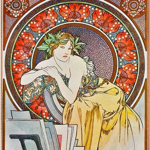 Alfons Mucha-Művészetek (garnitúra) - otthon & életmód - dekoráció - kép & falikép - üvegkép - Meska.hu