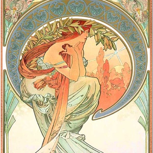 Alfons Mucha-Művészetek (garnitúra) - otthon & életmód - dekoráció - kép & falikép - üvegkép - Meska.hu