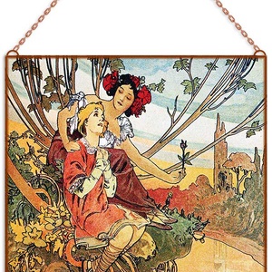 Alfons Mucha üvegkép - Chocolat Masson 2., Otthon & Életmód, Dekoráció, Kép & Falikép, Üvegkép, Üvegművészet, Festészet, MESKA