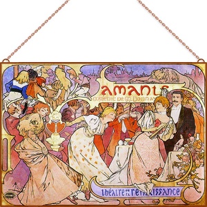 Alfons Mucha üvegkép - Amants, Otthon & Életmód, Dekoráció, Kép & Falikép, Üvegkép, Üvegművészet, Festészet, MESKA