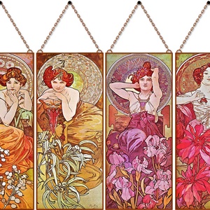 Alfons Mucha-Ékkövek (garnitúra), Otthon & Életmód, Dekoráció, Kép & Falikép, Üvegkép, Üvegművészet, MESKA