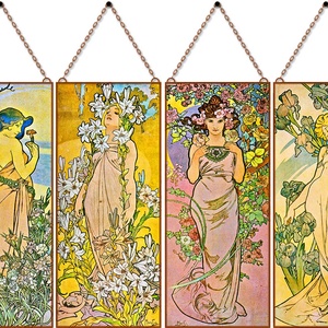 Alfons Mucha-Virágok (garnitúra), Otthon & Életmód, Dekoráció, Kép & Falikép, Üvegkép, Üvegművészet, MESKA