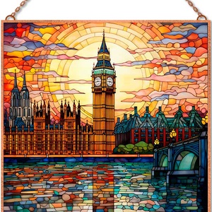 London - Ólomüveg stílusú üvegkép, Otthon & Életmód, Dekoráció, Kép & Falikép, Üvegkép, Üvegművészet, MESKA