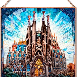 Barcelona - Ólomüveg stílusú üvegkép, Otthon & Életmód, Dekoráció, Kép & Falikép, Üvegkép, Üvegművészet, MESKA