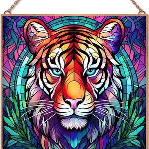 Tigris - Ólomüveg stílusú üvegkép, Otthon & Életmód, Dekoráció, Kép & Falikép, Üvegkép, Üvegművészet, MESKA