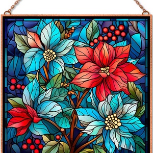 Winter Flowers - Ólomüveg stílusú üvegkép, Otthon & Életmód, Dekoráció, Kép & Falikép, Üvegkép, Üvegművészet, MESKA