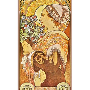 Alphonse Mucha - Bogáncs a parti fövenyről üvegkép, Otthon & Életmód, Dekoráció, Kép & Falikép, Üvegkép, Üvegművészet, MESKA