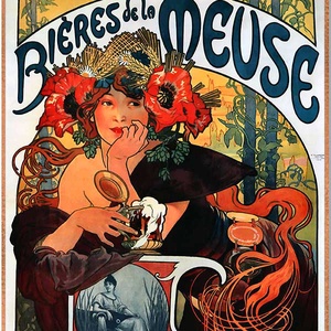 Alfons Mucha - Biéres de la Meuse üvegkép - otthon & életmód - dekoráció - kép & falikép - üvegkép - Meska.hu