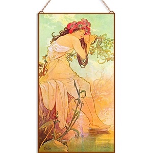 Alphonse Mucha-Négy évszak üvegkép garnitúra - otthon & életmód - dekoráció - kép & falikép - üvegkép - Meska.hu