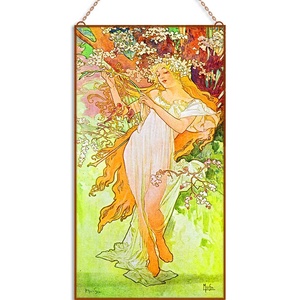 Alphonse Mucha-Négy évszak üvegkép garnitúra - otthon & életmód - dekoráció - kép & falikép - üvegkép - Meska.hu