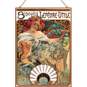Alfons Mucha-Biscuits Le Févre Utile üvegkép, Otthon & Életmód, Dekoráció, Kép & Falikép, Üvegkép, Üvegművészet, Mindenmás, MESKA