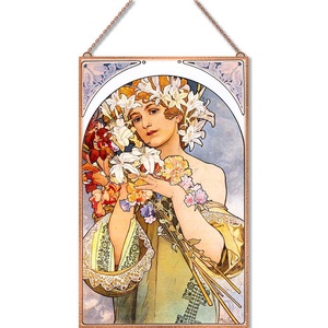 Alfons Mucha - Flower üvegkép, Otthon & Életmód, Dekoráció, Kép & Falikép, Üvegkép, Üvegművészet, MESKA