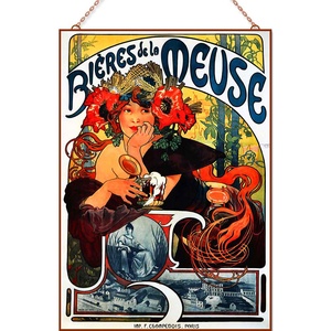 Alfons Mucha - Biéres de la Meuse üvegkép, Otthon & Életmód, Dekoráció, Kép & Falikép, Üvegkép, Üvegművészet, MESKA