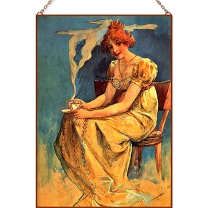 Alphonse Mucha - Woman with coffee cup üvegkép, Otthon & Életmód, Dekoráció, Kép & Falikép, Üvegkép, Üvegművészet, MESKA