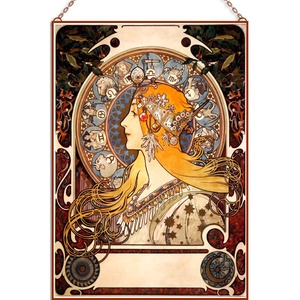 Alfons Mucha - Zodiákus üvegkép, Otthon & Életmód, Dekoráció, Kép & Falikép, Üvegkép, Üvegművészet, MESKA