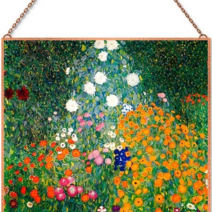 Gustav Klimt - Garden in Flowers üvegkép, Otthon & Életmód, Dekoráció, Kép & Falikép, Üvegkép, Üvegművészet, MESKA