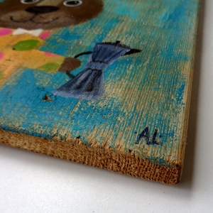 Ki kér Kávét? - Rusztikus Fatábla, Vicces Ajándék ötlet - Egyedi Falidísz, Konyha, Medve, Mackó - otthon & életmód - dekoráció - fali és függő dekoráció - falra akasztható dekor - Meska.hu