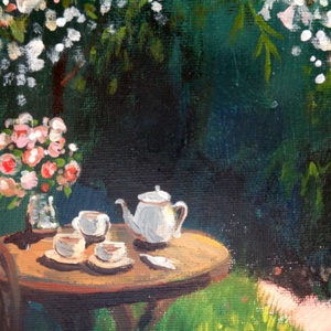 5 órai tea  - Eredeti Akril Festmény Vásznon (Laczó Ágnes kortárs festő/grafikus művész - művészet - festmény - akril - Meska.hu