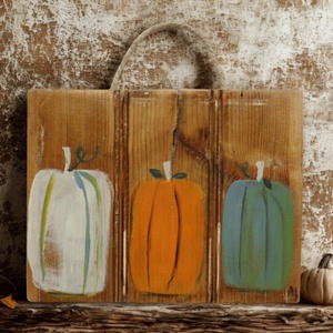 Pumpkins - Rusztikus Fatábla, Ajándék ötlet - Egyedi Falidísz, Halloween, Dísztök - Meska.hu