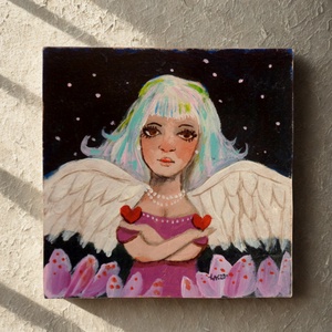 Angyalszív - Laczó Ágnes kortárs festő/grafikus művész - Meska.hu