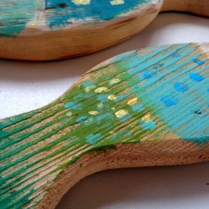 2 Aranyozott Rusztikus Fa Halacska - Ajándék ötlet, Gyerekszoba, Egyedi Falidísz, Hal - otthon & életmód - dekoráció - fali és függő dekoráció - falra akasztható dekor - Meska.hu