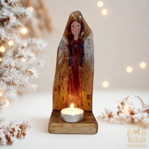Rusztikus Fa Mécsestartó - Ajándék ötlet - Karácsony, Dekoráció, Angyal, Tündér, Gyerekszoba - Meska.hu