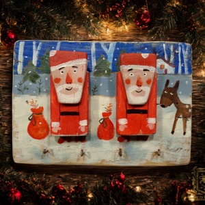 2 Télapó  - fogas/akasztó - Rusztikus Fatábla, Vicces Ajándék ötlet - Egyedi Falidísz - Mikulás, Télapó - Meska.hu